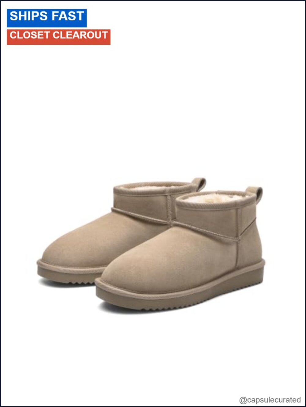 Genuine Suede Leather Women's Winter Ankle Boots with Faux Fur Lining